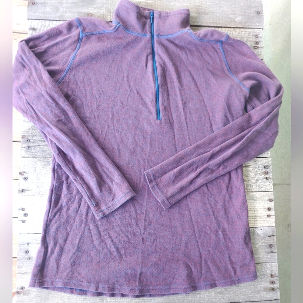 Woolrich Women's 100% Cotton 1/4 Zip Pullover Sweater Size Medium Lined Stretchy